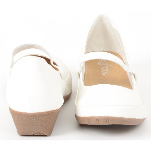 Estatos Synthetic Leather Front strap platform heeled White bellerina/shoes